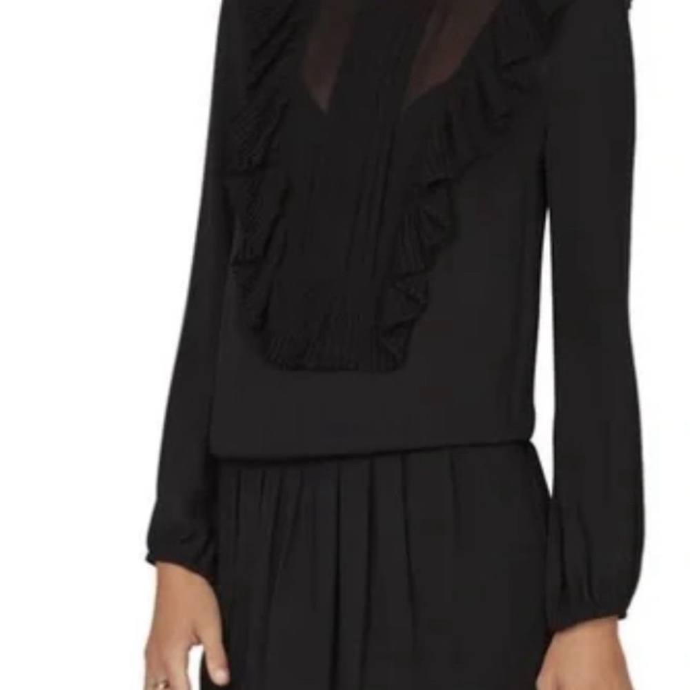 ✨Host Pick✨ BCBG MAXAZRIA BLACK  KRISTEY PLEATED RUFFLE BIB DRESS - Picture 2 of 8